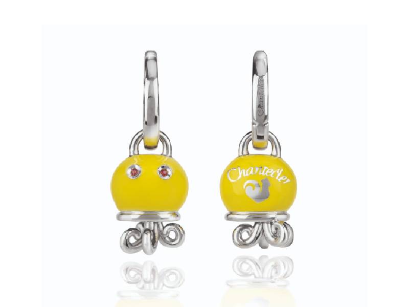 MICRO OCTOPUS EARRINGS IN SILVER, YELLOW ENAMEL AND ORANGE SAPPHIRES ET VOILA' CHANTECLER 38467